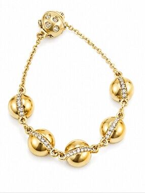 Gold Tone Crystal Beaded Bracelet Magnetic Clasp Elegant Fashion Jewelry Gift